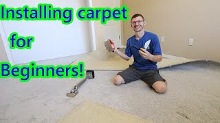 HOWTO INSTALL CARPET FOR BEGINNERS DIY carpet install and tools [upl. by Johnath]