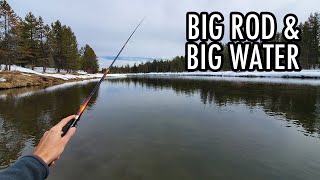 Fishing a Bigger River with My Biggest Rod Tenkara Fly Fishing [upl. by Aisenat704]