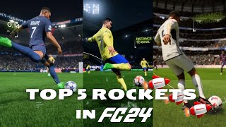 Top 5 rockets power shots goals in FC 24  bellingham mbappe haaland ronaldo robertocarlos [upl. by Androw]