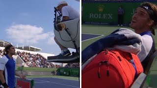 Stefanos Tsitsipas refuses to play as umpire accused of being against him in ugly row [upl. by Firahs799]