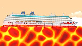 Sinking Ships TITANIC  Costa Concordia  POSEIDON vs Ocean of Lava  Floating Sandbox [upl. by Imelida]