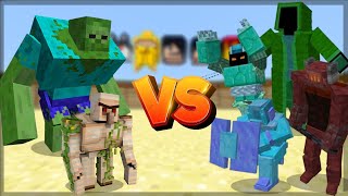 Minecraft ZOMBIE MUTANT E IRON GOLEM VS WOLRD OF BOSSES   BATALHA DE MOBS  1192 [upl. by Raycher]