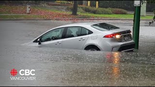 BC sees power outages flooded roads as atmospheric river hits [upl. by Oriole721]