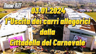 Carnevale di Viareggio 20241°uscita dei carri dalla Cittadella del Carnevale vista dal Drone DJI [upl. by Shelly312]