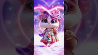 Cute Cat Dance shorts ytshorts cat ai dance animation real🧡🩷💜 [upl. by Nosille]