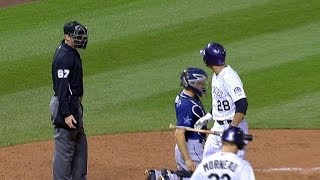 SDCOL Arenado ejected for arguing called strike [upl. by Ardnuhsor967]