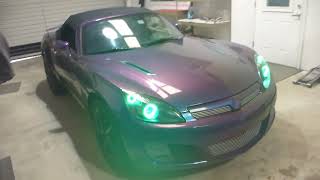 Chameleon Saturn Sky Custom Headlights  HID Retrofit RGB Halos and Paint [upl. by Mcnalley]