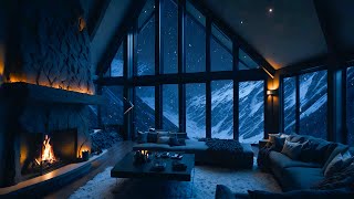 smooth music mix snowfall and crackling fireplace for calm room [upl. by Ahsaeit]