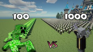 100 Mutant Creeper Vs 1000 Evoker Minecraft [upl. by Drews]