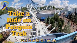 Full Penguin Trek Roller Coaster POVs and Queue at SeaWorld Orlando [upl. by Anomar]