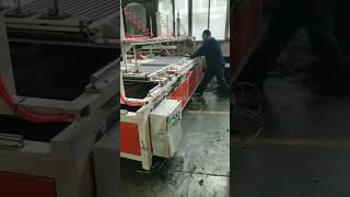 Polyester wood slat acoustic wall panel edge trimming sawtwo heads cutting saw machine [upl. by Erma]