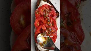 Marinated Tomatoes  Cashew Cream Cheese On Toast 🍅  SO VEGAN veganfood shorts veganrecipes [upl. by Fornof]