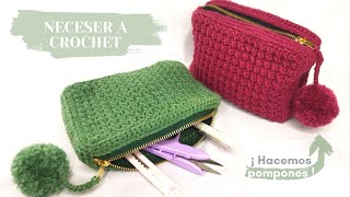 Neceser a crochet paso a paso  Aprendemos a usar la pomponera [upl. by Rimola]