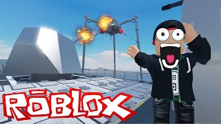 Battling TRIPODS in a BATTLESHIP on ROBLOX War of the Worlds Combat [upl. by Ariahay]