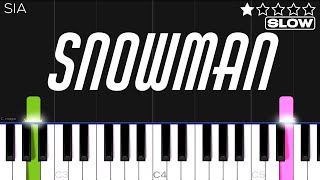 Sia  Snowman  EASY SLOW Piano Tutorial [upl. by Beutler]