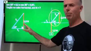 Física estática Cálculo de força de tração em cabo [upl. by Maril]
