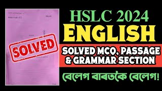 HSLC 2024  ENGLISH SOLVED QUESTION PAPER SEBA  CLASS X YOU CAN LEARN [upl. by Foushee678]