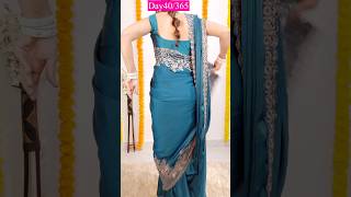 Try this Off shoulder front pallu styleday40365sareedrapings drapingsaree fashion [upl. by Yemiaj]