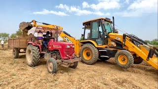 JCB 3DX Machine Loading Mud In Tractors  3 Mahindra Tractor  Jcb Videos  Tractors video  Cartoon [upl. by Hanid314]