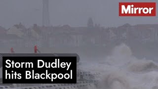 Storm Dudley batters the Blackpool coast [upl. by Kipp]