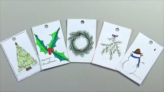 Easy Doodle Christmas Tags  Beginner Friendly [upl. by Inan]