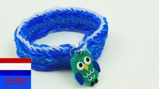 DIY brede armband met strepen van loom bandjes  handleiding [upl. by Dnamron100]