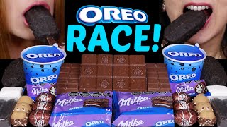 ASMR OREO RACE MILKA OREO ALFAJOR ICE CREAM SUNDAE BONBONS FERRERO ROCHER BAR KINDER EGGS 먹방 [upl. by Annnora]