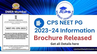 CPS Mumbai 202324 Information Brochure For NEET PG Counselling Released Get All Details [upl. by Daveda]