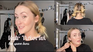 HAIR TUTORIAL  low space buns [upl. by Atteniuq]