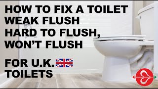 How to Fix a Toilet with a Weak Flush Hard to Flush or Wont Flush  For UK Toilets [upl. by Eilsew349]