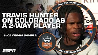 Travis Hunter talks Coach Prime Heisman Trophy odds amp more  College GameDay [upl. by Isoais]