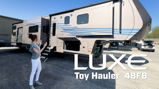 A True FourSeason Luxury Toy Hauler camping rvlife luxefifthwheel fulltimerv gorving [upl. by Miuqaoj]