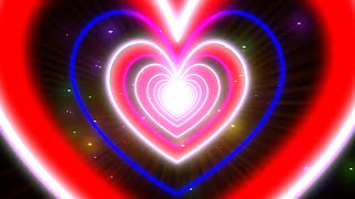 Heart Tunnel ❤️💙 Red And Blue Heart Tunnel Background Video Effects  Sparkling Stars  Sun Shining [upl. by Ivor308]