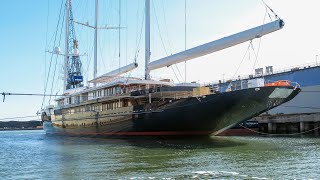 Jeff Bezos’s sailing yacht Koru with her masts stepped [upl. by Arman171]