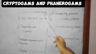 Differences between cryptogams and phanerogams Class 9 [upl. by Aysa]