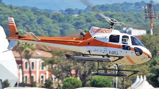 Eurocopter AS350 B2 amp Airbus Helicopters H130  landing take off at Cannes airport [upl. by Ellehcer]