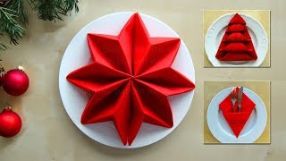 Servietten falten Weihnachten  Ideen zum Tischdeko basteln  Weihnachtsdeko selber machen Origami [upl. by Ulrica354]