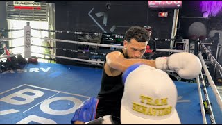 DAVID BENAVIDEZ SHARPENING THE STRAIGHT RIGHT HAND KO SHOT IN CAMP FOR OLEKSANDR GVOZDYK [upl. by Eugenia]