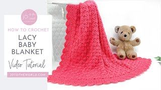 Beautiful Lacy Baby Blanket Crochet Pattern  Easy Crochet Lace Pattern [upl. by Eaver]