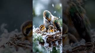 Hummingbird Shields Chicks from Intense Snowstorm hummingbird humminbird birdsounds trend wild [upl. by Fortune]