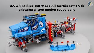 LEGO Technic 42070 6x6 All Terrain Tow Truck unboxing amp stop motion speed build [upl. by Nho]