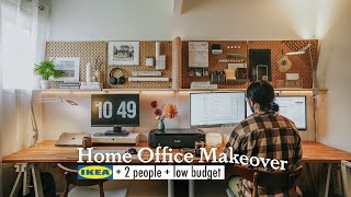 Home office makeover on low budget with IKEA hacks Office for 2 [upl. by Allveta628]