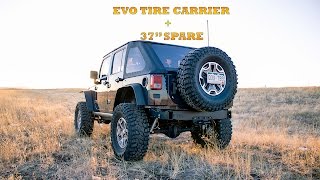 JEEP BUILD EVO TIRE CARRIER37quot SPARE InstallReview [upl. by Ecitsuj]