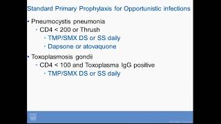 Standard Primary Prophylaxis for Opportunistic Infections in HIV Patients [upl. by Attener900]