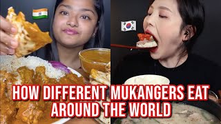 how different mukbangers eat around the WORLD [upl. by Ylirama]