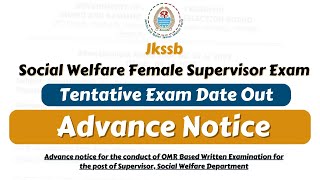 Advance notice for Written Examination for the post of Female Supervisor  Jkssb Online Tutorial [upl. by Sarge481]