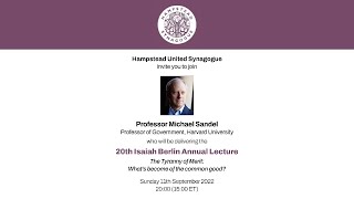 LIVE 20th Isaiah Berlin Annual Lecture  Professor Michael Sandel [upl. by Franklyn507]