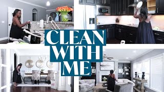 WHOLE HOUSE CLEAN WITH ME KITCHENLIVING ROOMDINING MY EVERYDAY MORNING ROUTINE LOWER LEVEL [upl. by Ayom]