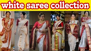 नवरात्रीकरिता सफेद साड्यांचे कलेक्शन  navratri special white saree collection  white saree [upl. by Bunnie]