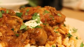 Easy Homemade Hungarian Chicken Paprikash  a Complete Meal with Nokedli and Cucumber Salad [upl. by Ayidah]